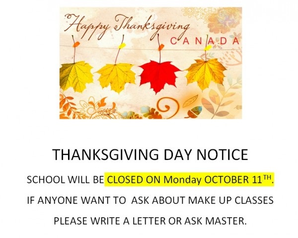 THANKSGIVING DAY NOTICE