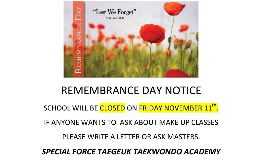 REMEMBRANCE DAY NOTICE