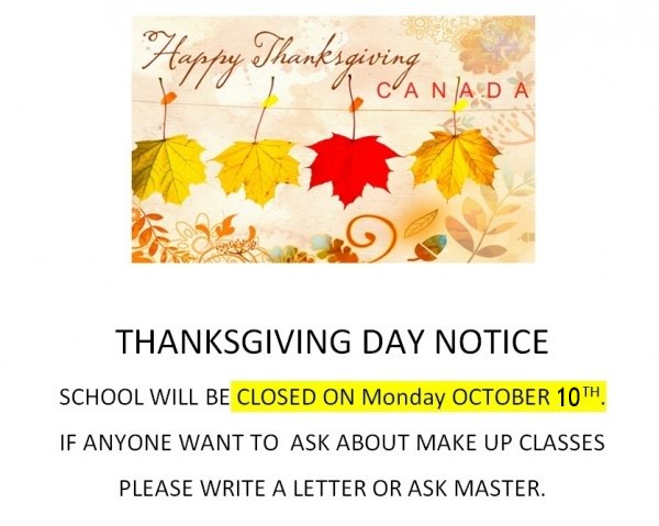 THANKSGIVING DAY NOTICE