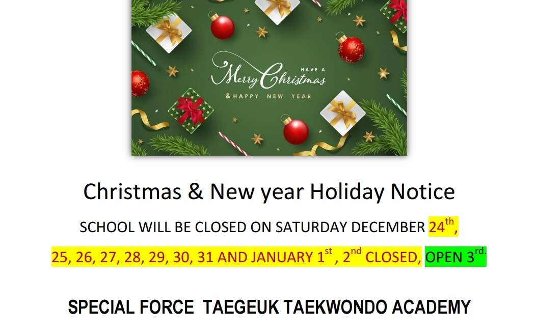 CHRISTMAS&NEW YEAR HOLIDAY NOTICE