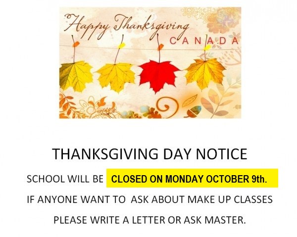 THANKSGIVING DAY NOTICE