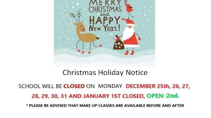 CHRISTMAS & NEW YEAR HOLIDAY NOTICE