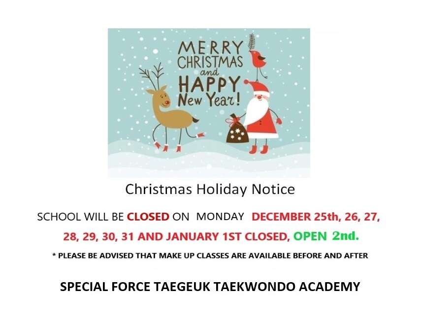 CHRISTMAS & NEW YEAR HOLIDAY NOTICE