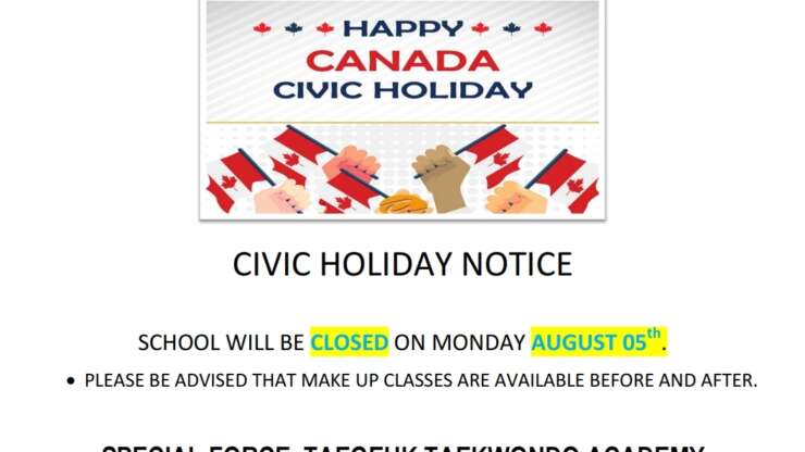 CIVIC HOLIDAY NOTICE